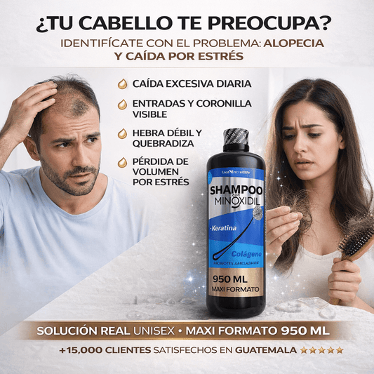 Shampoo Minoxidil® No más huecos, ni entradas.